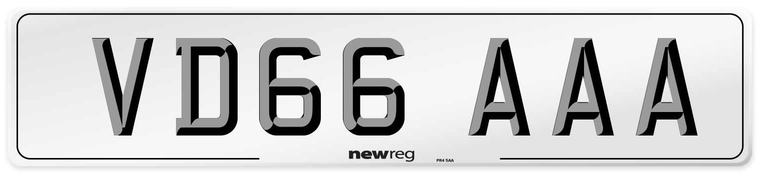 VD66 AAA Number Plate from New Reg
